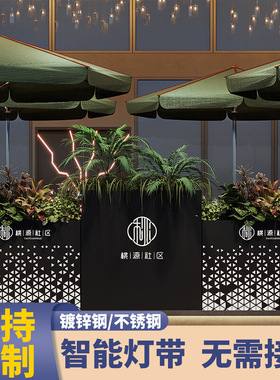 铁艺户外花箱花架餐厅外摆室外奶茶店咖啡厅花槽隔断围栏绿化