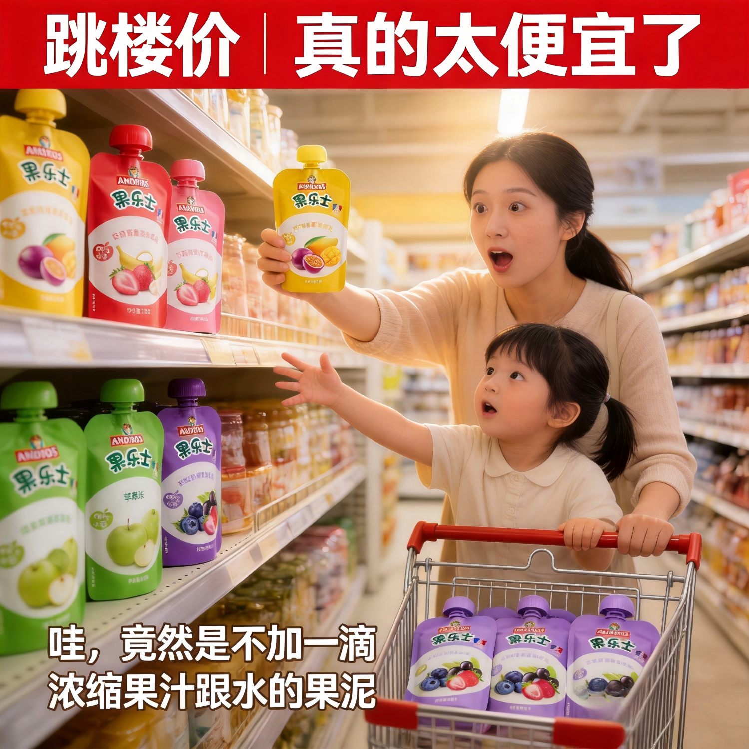 果乐士果泥苹果泥黑加仑袋装儿童果泥113g宝宝零食老人适用99.9%