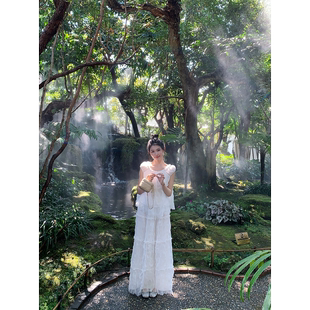 00pm 白色精灵套装 松紧腰半裙 黄亮Elovey 两穿上衣