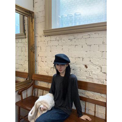 黄亮Elovey 秋冬万能搭-实穿百搭磨毛圆领宽松打底衫上衣女显瘦
