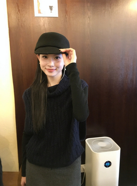 现货黄亮Elovey 叠穿绵羊山羊绒天丝堆堆领无袖麻花马甲背心毛衣