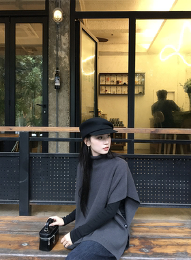 黄亮Elovey 都市女郎1oo羊毛中高领蝙蝠袖马甲毛衣含腰带C01-3