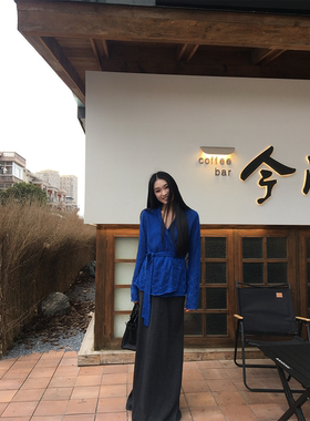现货黄亮Elovey 针织开衫系带毛衣+长款半裙两件套套装气质显瘦