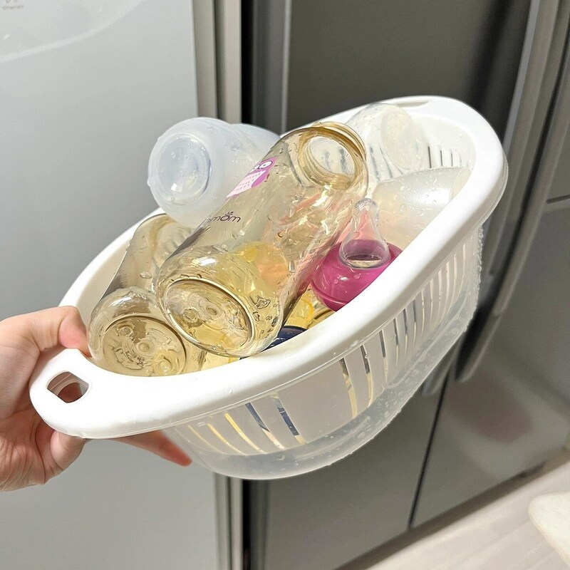 奶瓶收纳盒婴儿宝宝洗奶瓶专用盆食品级清洗盆沥水篮防尘一体带盖