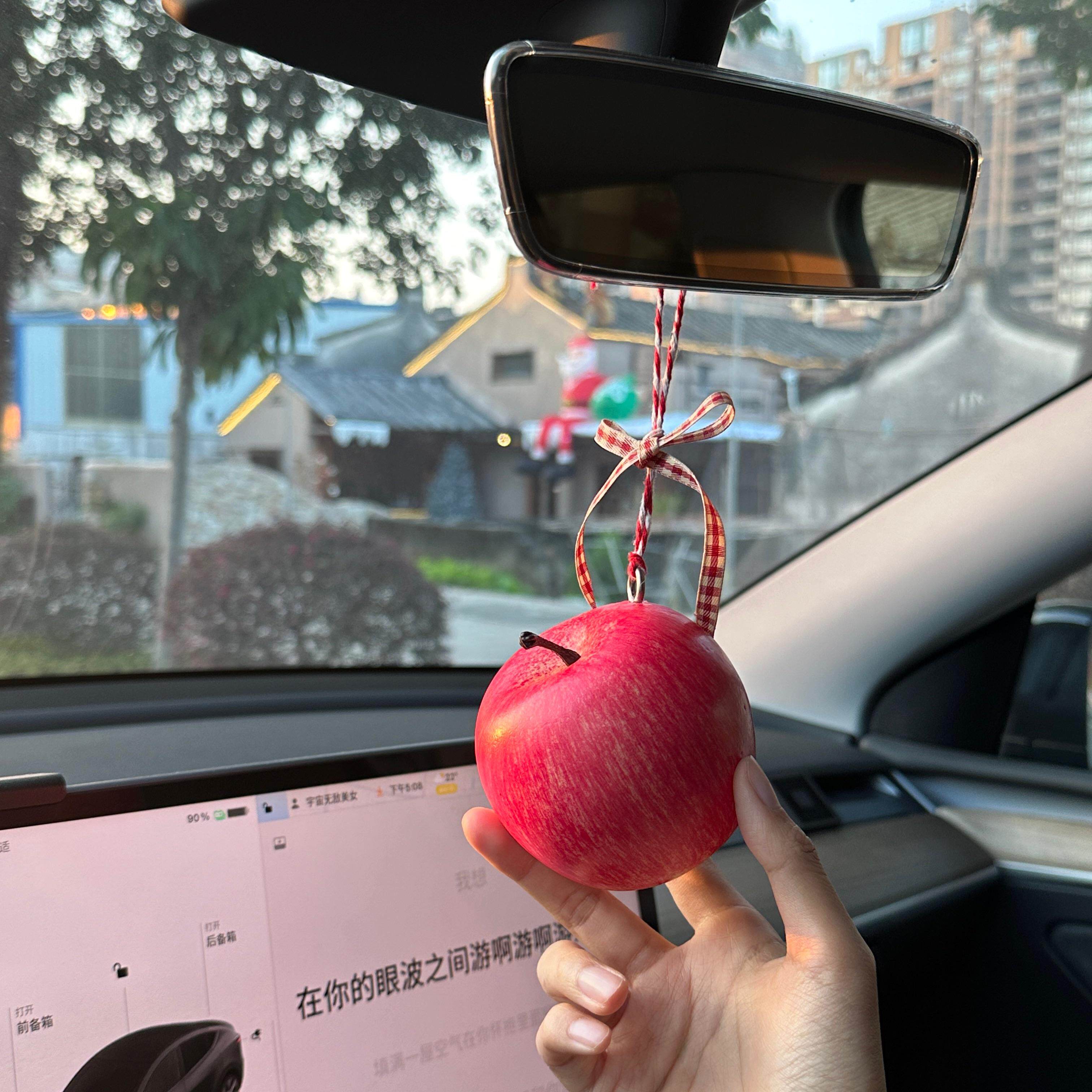 一颗苹安果～会转的苹果！原创手作苹果车挂道具摆件陈列装饰