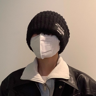 帽子男士冬季针织帽男款毛线帽保暖冷帽大头围堆堆帽加厚棉帽手工