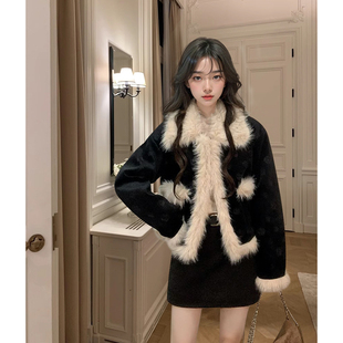 辣妹半裙显瘦套装 矜贵千金 高级感小香毛毛拼接外套美式 法式 冬季
