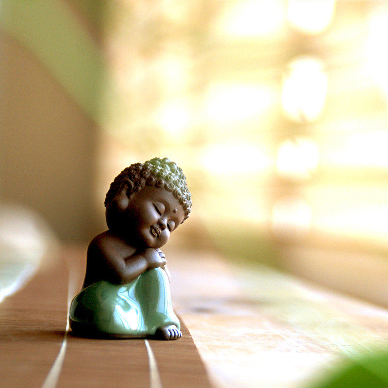 茶宠佛系创意家居装饰品办公室桌面摆设工艺品禅意小和尚摆件可爱