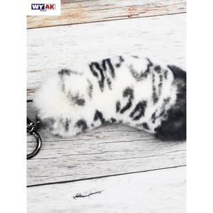 车钥匙挂件雪豹迷你款尾巴挂饰毛绒包包挂件汽车钥匙扣可爱配饰