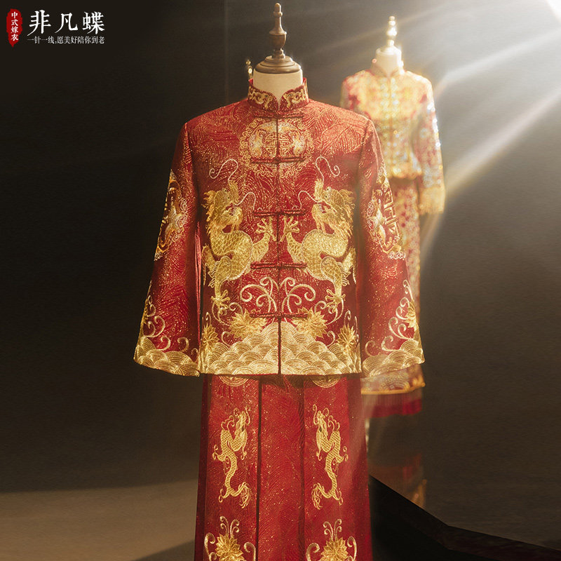秀禾服男士新款中式新郎服接亲礼服男装敬酒服唐装龙凤褂秀和服男|msdalam kategori Butik wanita / wanita, pakaian/pakaian kebangsaan/peringkat pakaian, pakaian kebangsaan/pakaian - dari Buy2taobao.com untuk memberikan perkhidmatan ejen Taobao profesional membeli