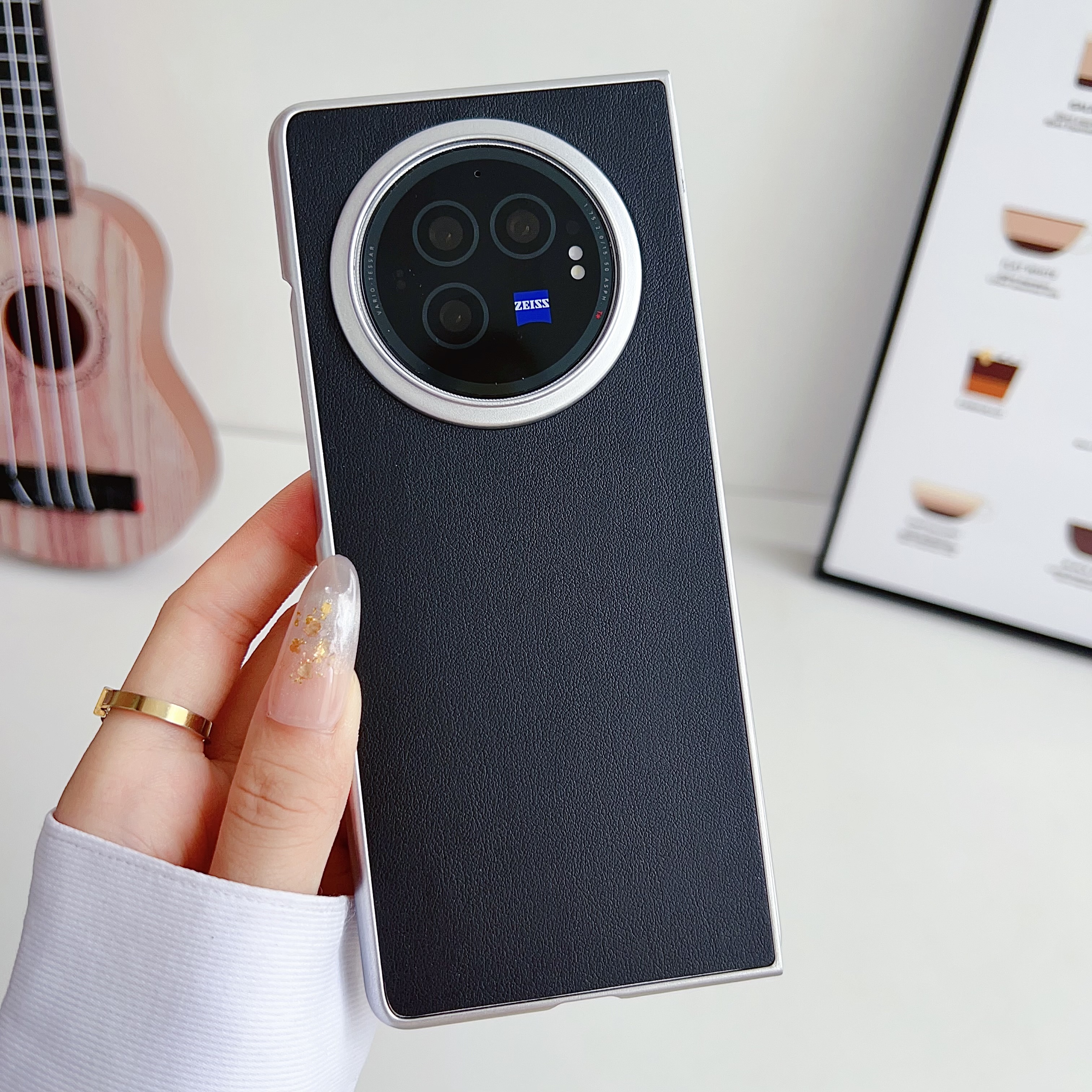 VIVOXFOLD3手机壳纯色皮纹时尚女