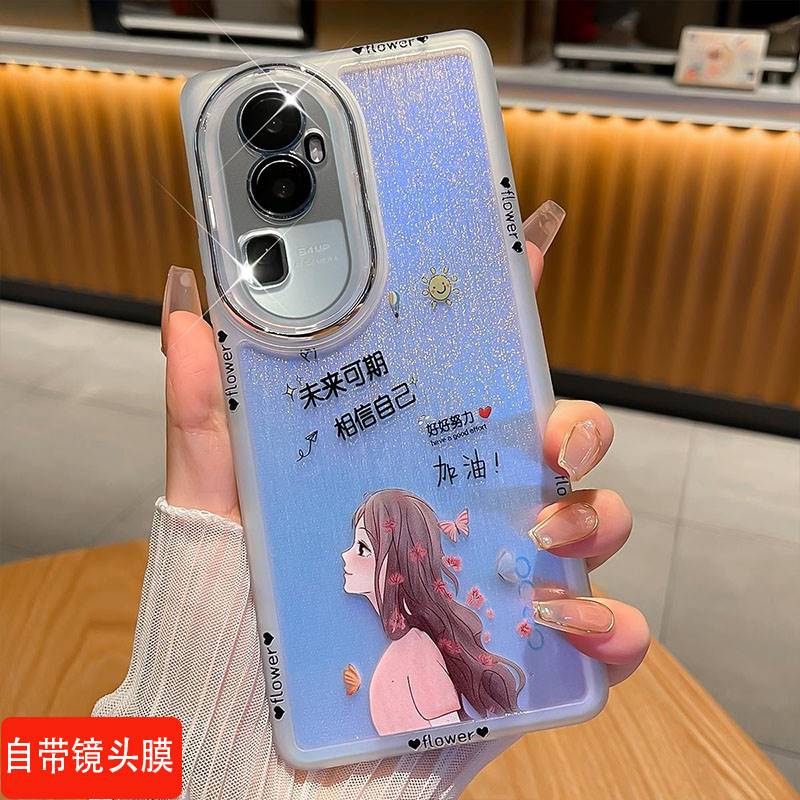 媚眼壳opporeno10手机壳reno10pro+时尚个性女潮牌reno10透明简约硅胶外壳RENO10PRO一体镜头膜10por全包防摔-封面