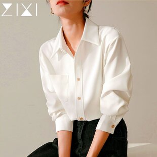 女高级感职业通勤2025春季 西装 新款 衬衫 上衣 内搭白长袖 白色衬衫