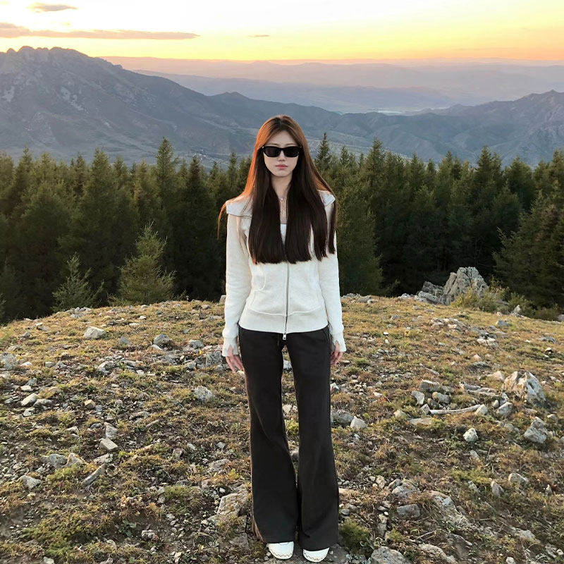 修身卫衣外套女款收腰开 衫秋季2025连帽新款穿搭上衣运动女装短