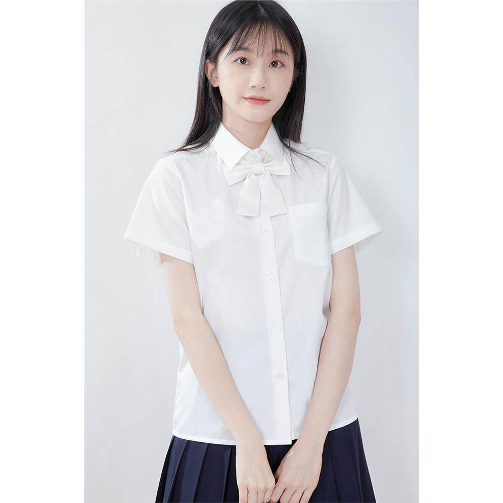 中牌制服馆衬衫JK制服基础款纯色丸襟角襟短袖长袖日系甜白色衬衣