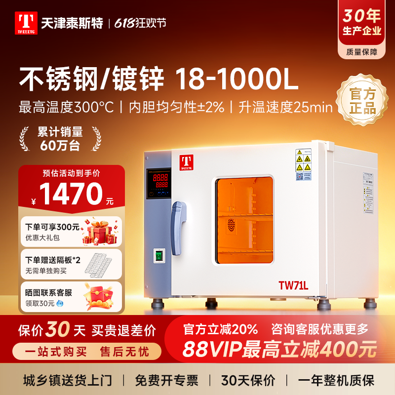 泰斯特电热鼓风干燥箱实验室烘箱工业烤箱电热鼓风恒温箱