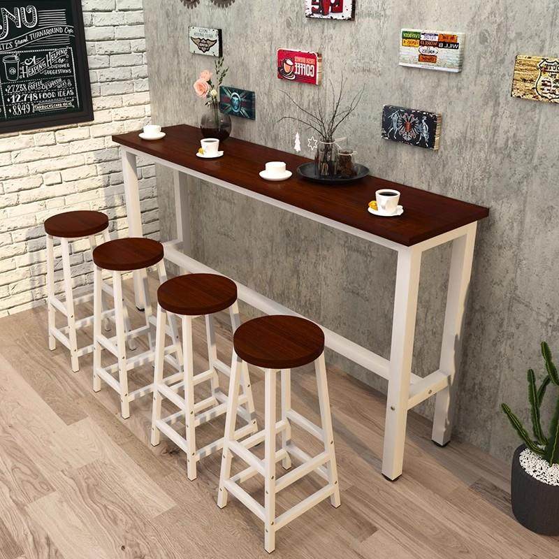 靠墙吧台桌商用奶茶店桌椅长条桌餐桌简约吧台阳台高脚桌家用窄桌