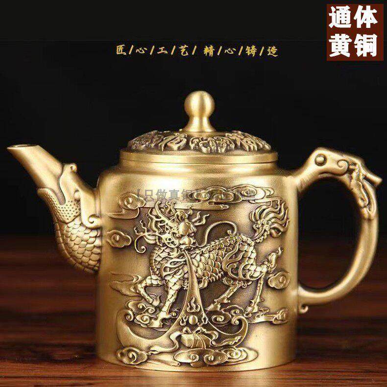 纯铜茶壶中国风旋转麒麟壶黄铜壶百福龙凤茶壶铜家居古风茶具摆件,餐饮具,家用酒壶,淘宝优惠券,粉丝福利购,淘宝优惠卷
