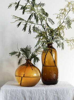 OOOOH侘寂风自然形态锤纹冷斑西班牙手工玻璃花瓶