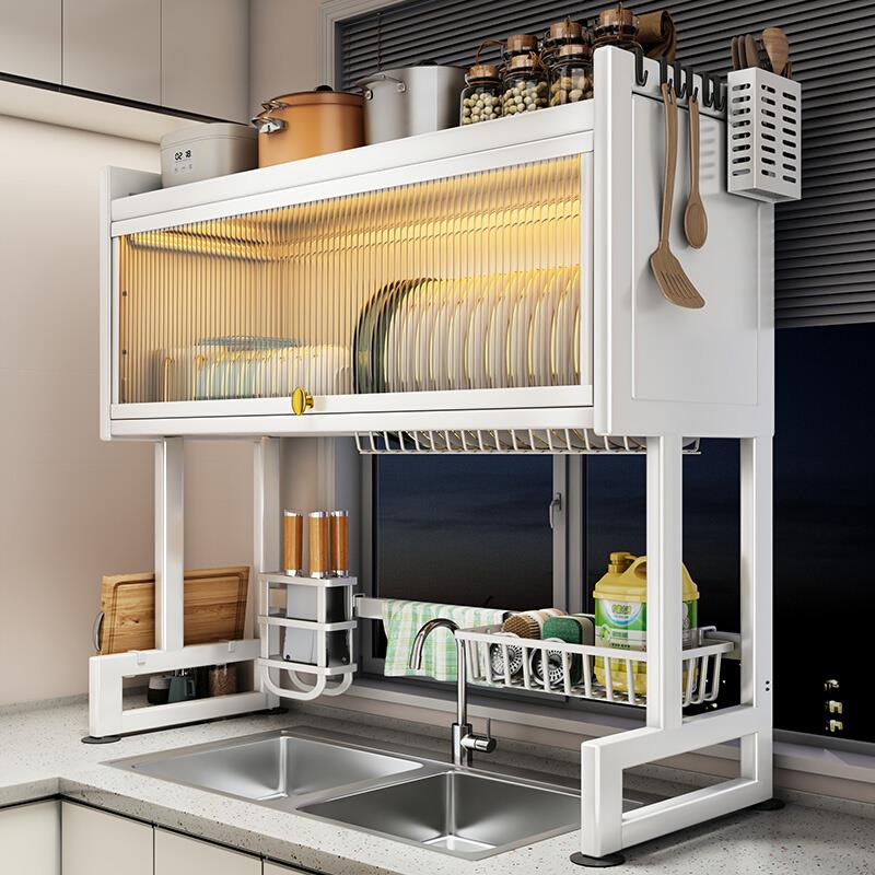 厨房水槽置物架洗碗槽碗碟收纳防尘碗柜O水池多功能碗架沥水架