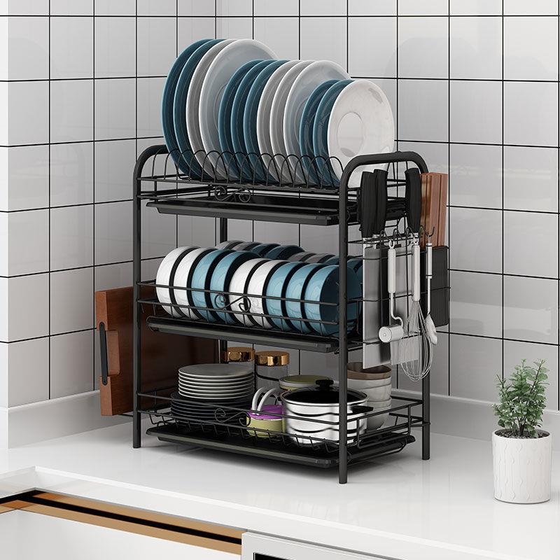厨房置物架碗碟收纳架沥水架家用放碗筷盘子餐具多功能双层晾碗柜