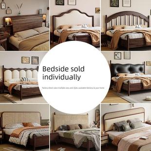 胡桃木色床头单买床头实木床头背板半墙法式欧式1米5单独床头1米8