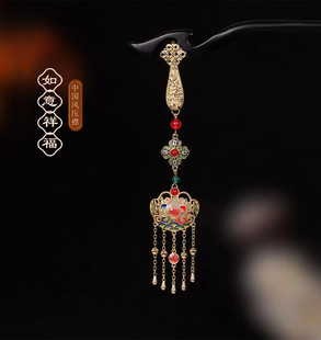 如意祥福s925银镀金复古国风旗袍压襟挂件古风女胸饰汉服茶服配饰