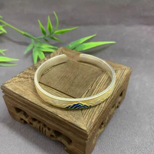 925银描金山盟海誓手镯新中式国风小众设计高级感开口镯子送妈妈