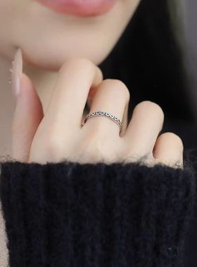 925银复古数字新中式开口戒指女