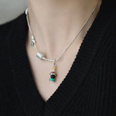 S925银许愿灯塔串珠吊坠项链女小众设计轻奢时尚 秋冬配饰毛衣链