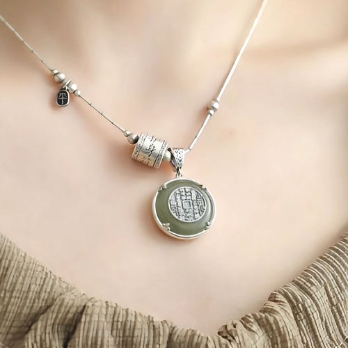 925银女新中式山鬼平安扣项坠