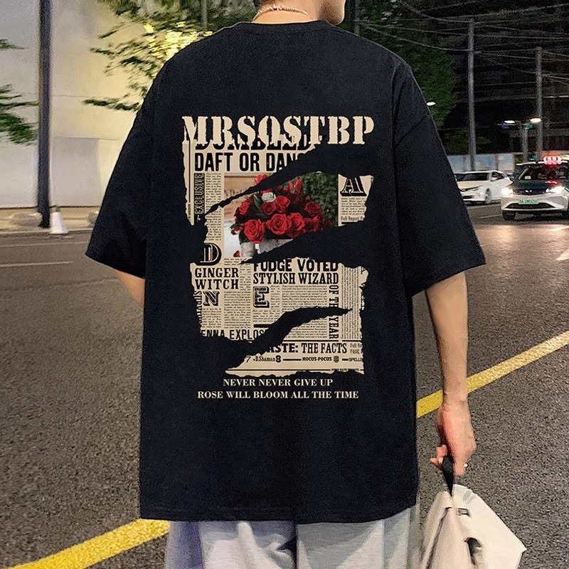 【一折专区】夏季纯棉短袖t恤男美式潮牌2025宽松半袖港风复古白t