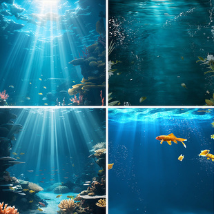 儿童海底直接美人鱼直播背景布蓝色大海喷绘高清3d立体壁纸网红照相馆直播间背景墙5D2024新款