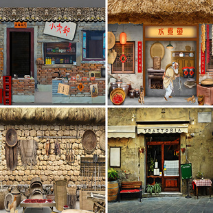 农产品土特产民宿直播间背景布3d立体乡村五谷丰收辣椒玉米主播带货旧房子男女主播抖音快手拍视频段子壁纸画