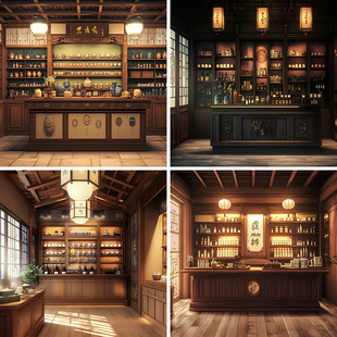 中式药房房间复古传统直播间墙纸拍照直播背景布3d立体背景墙挂布5d高级感道具网红壁纸高清场景布置装饰