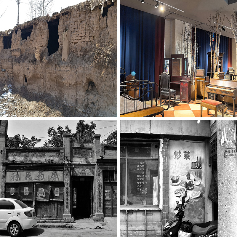 60年代复古场景布置708090老房子土房子装饰黑白直播间背景墙壁纸画室内复古怀旧挂布主播网红老式场景布置图片