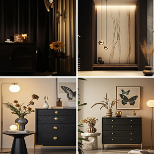 暗色系轻奢风网红家居室内简约场景布置直播背景布3d立体背景墙氛围感男女主播抖音快手直播间意式法式复古风