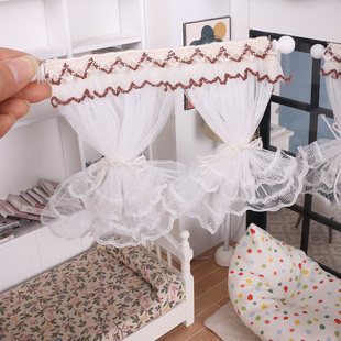 娃屋12分微缩窗帘迷你蕾丝门窗BJD家居用品卧室遮光帘子场景配件