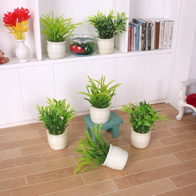 娃娃屋场景 仿真花盆迷你绿植物盆栽兰花盆景沙盘微景观造景模型