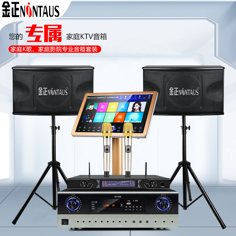 金正舞蹈室会议室音响舞台演出家庭KTV功放无线话筒唱歌音箱套装