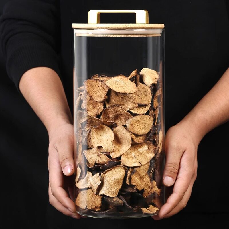 带提手大容量储物罐大口径茶叶干货陈皮收纳罐子材展示瓶