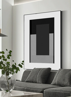 黑白抽象客厅装饰画感现代极简沙发背景墙挂画喷绘壁画