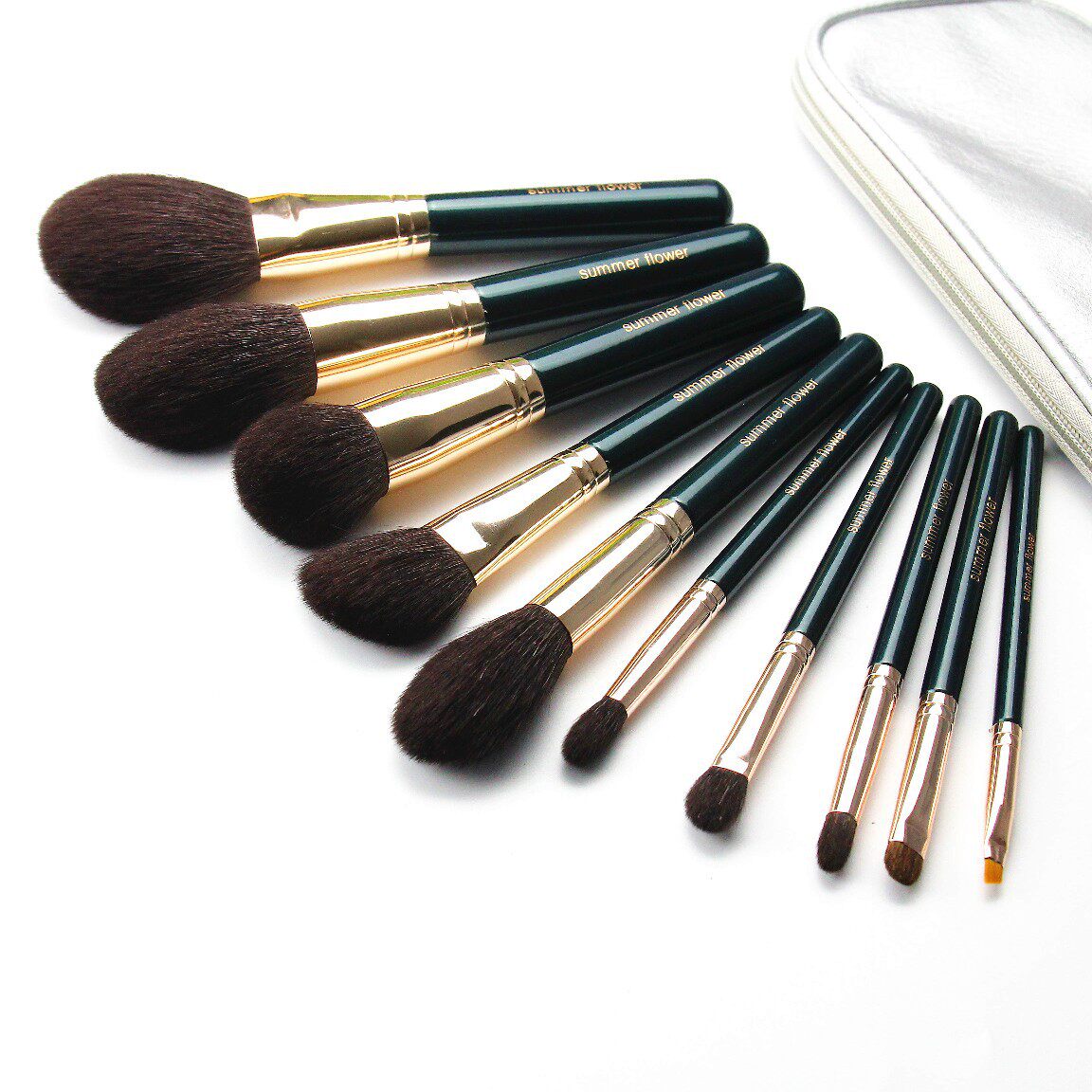 绿光系列细嫩光峰10支套装散粉刷腮化妆刷全套沧州市动物毛腮红