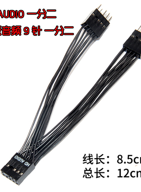TT台式机电脑主板音频9针扩展线9Pin一分二1转2延长孔对针HDAudio