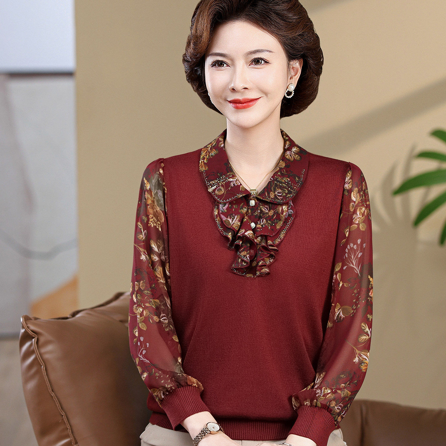 妈妈春装2026新款长袖T恤