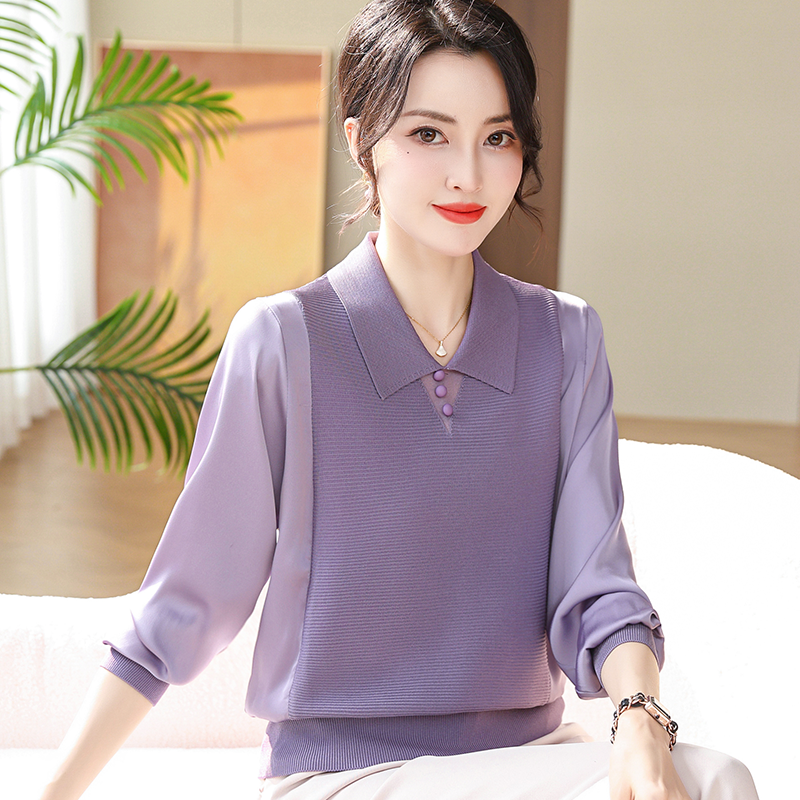 时尚妈妈春夏装翻领真丝