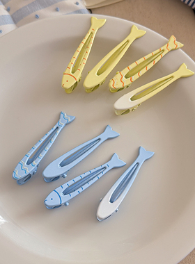 小清新蓝色小鱼发夹女侧边碎发刘海夹少女鸭嘴夹可爱儿童发卡头饰