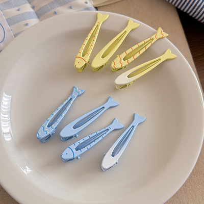 小清新蓝色小鱼发夹女侧边碎发