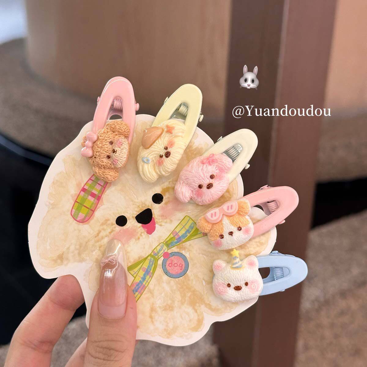 可爱小狗家族发夹前额侧边刘海夹卡通腮红狗狗发卡碎发鸭嘴夹头饰