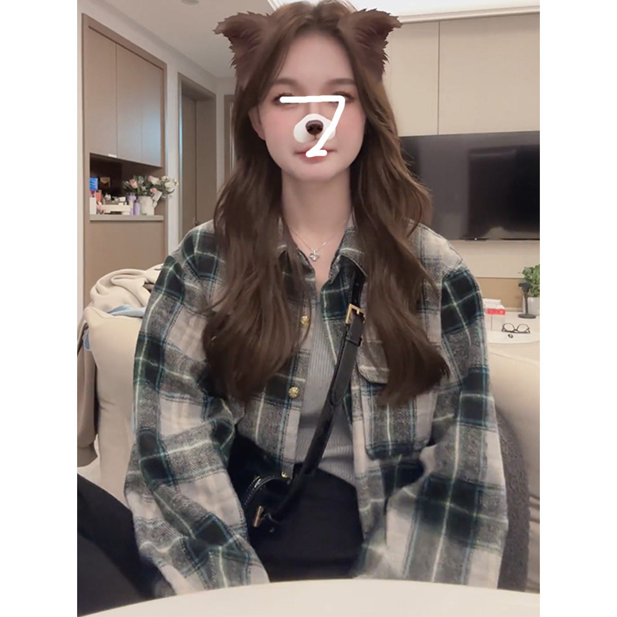 网红格子衬衫衬衣外套女早秋季2023小个子长袖法式上衣设计感小众